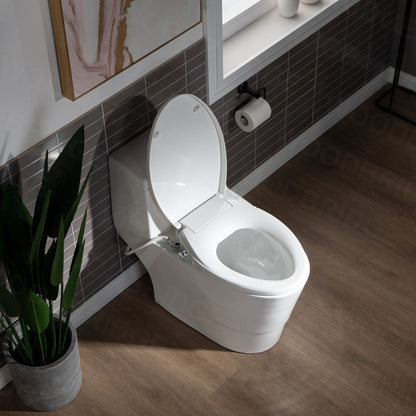 WOODBRIDGE T-0042 | One-Piece Dual Flush Elongated Toilet | with Soft Close Non-Electric Seat, White