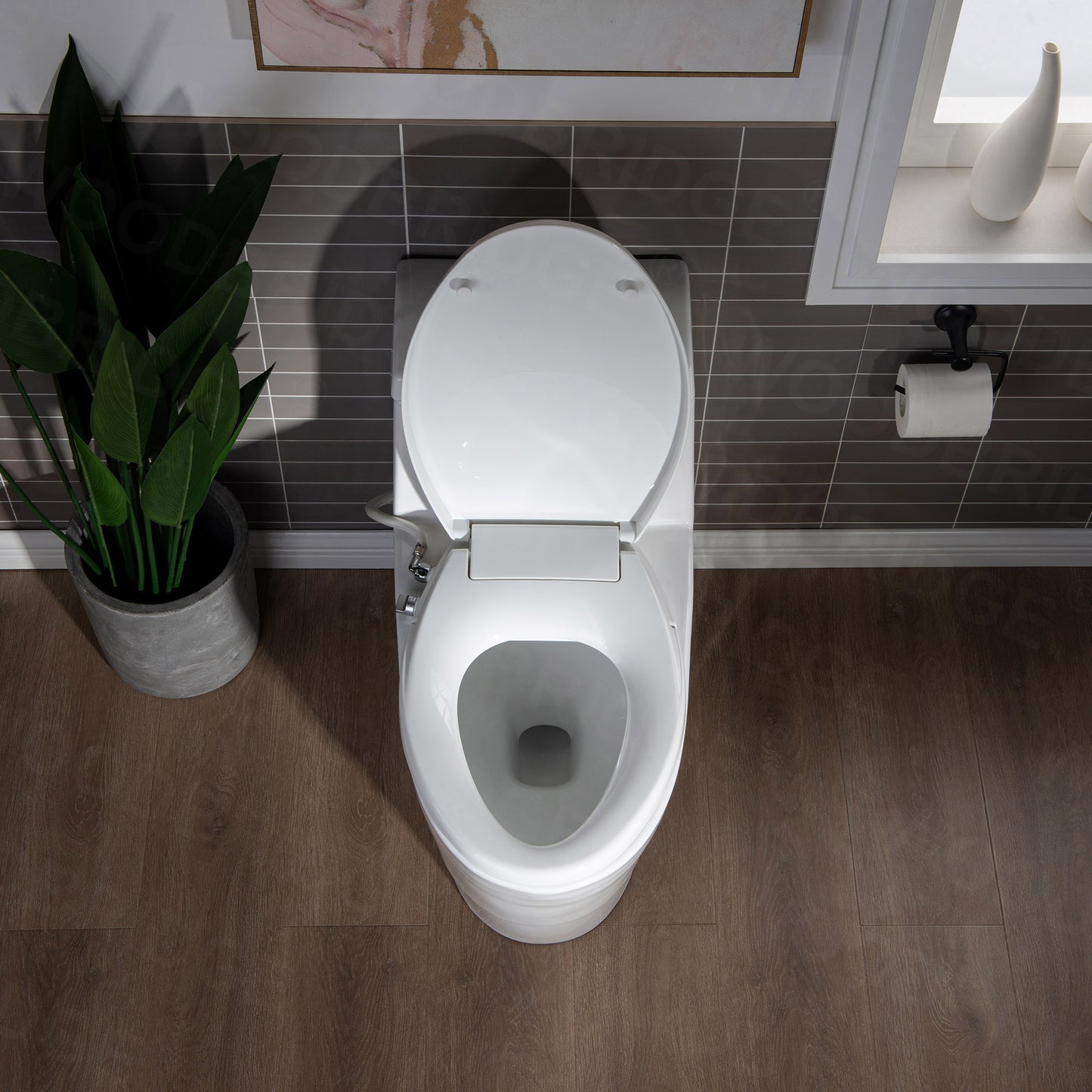 WOODBRIDGE T-0042 | One-Piece Dual Flush Elongated Toilet | with Soft Close Non-Electric Seat, White
