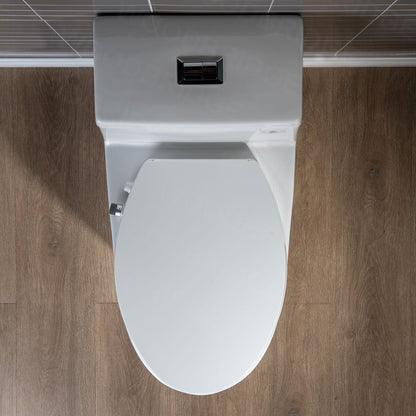 WOODBRIDGE T-0042 | One-Piece Dual Flush Elongated Toilet | with Soft Close Non-Electric Seat, White