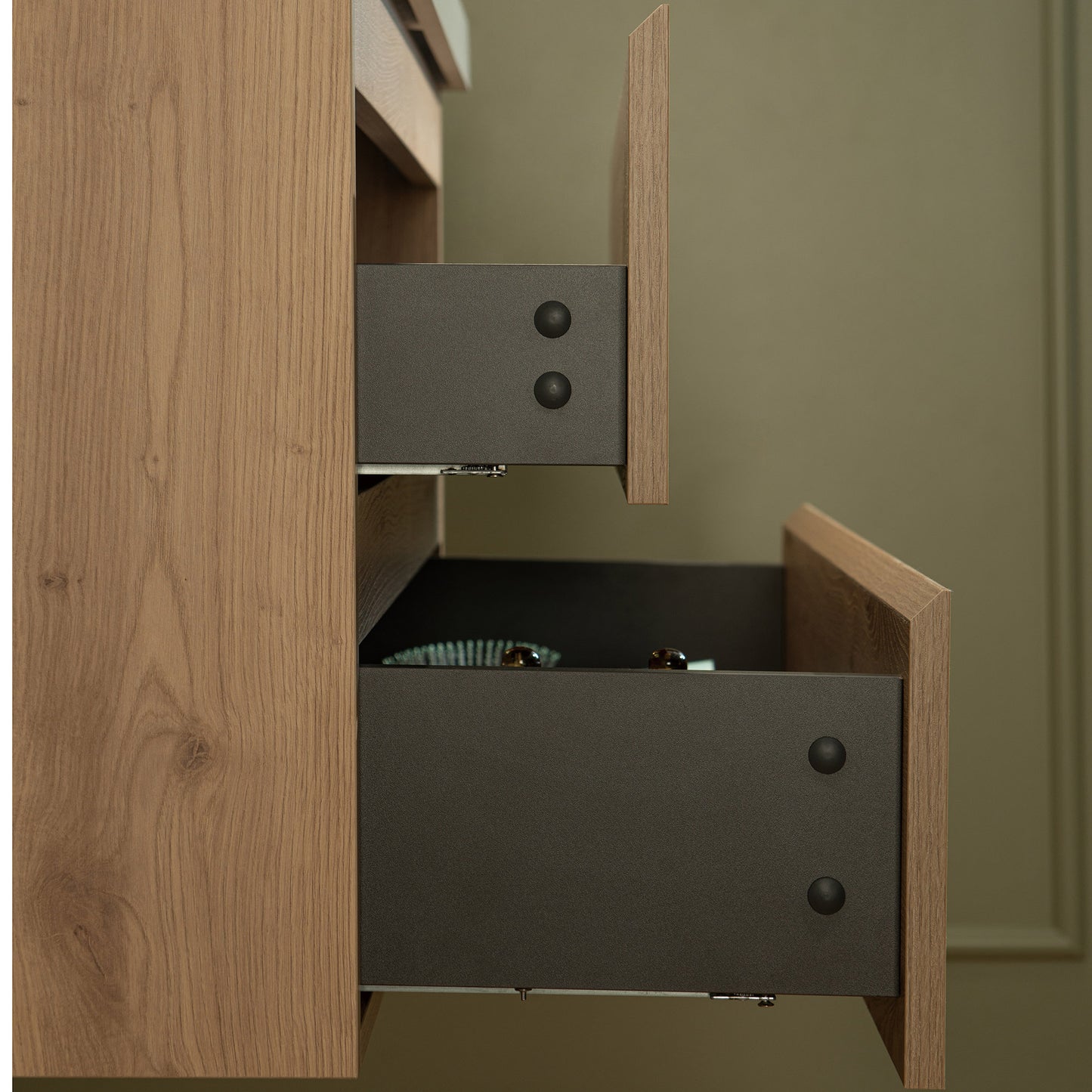 WOODBRIDGE | Wall-Mounted Floating Bathroom Vanity with | Glossy White Resin Top & Natural Oak Cabinet