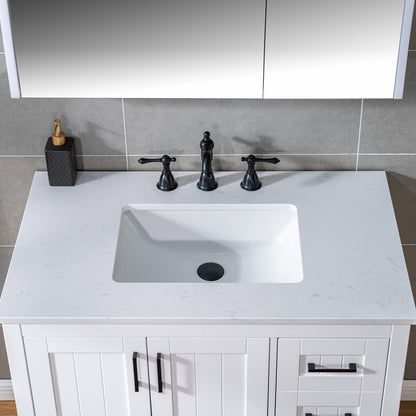 WOODBRIDGE | Freestanding Bathroom Vanity | with Stone Top, Undermount Rectangle Sink, Rubberwood Cabinet & White Finish
