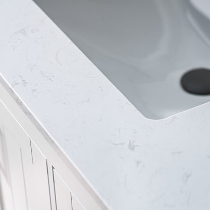WOODBRIDGE | Freestanding Bathroom Vanity | with Stone Top, Undermount Rectangle Sink, Rubberwood Cabinet & White Finish