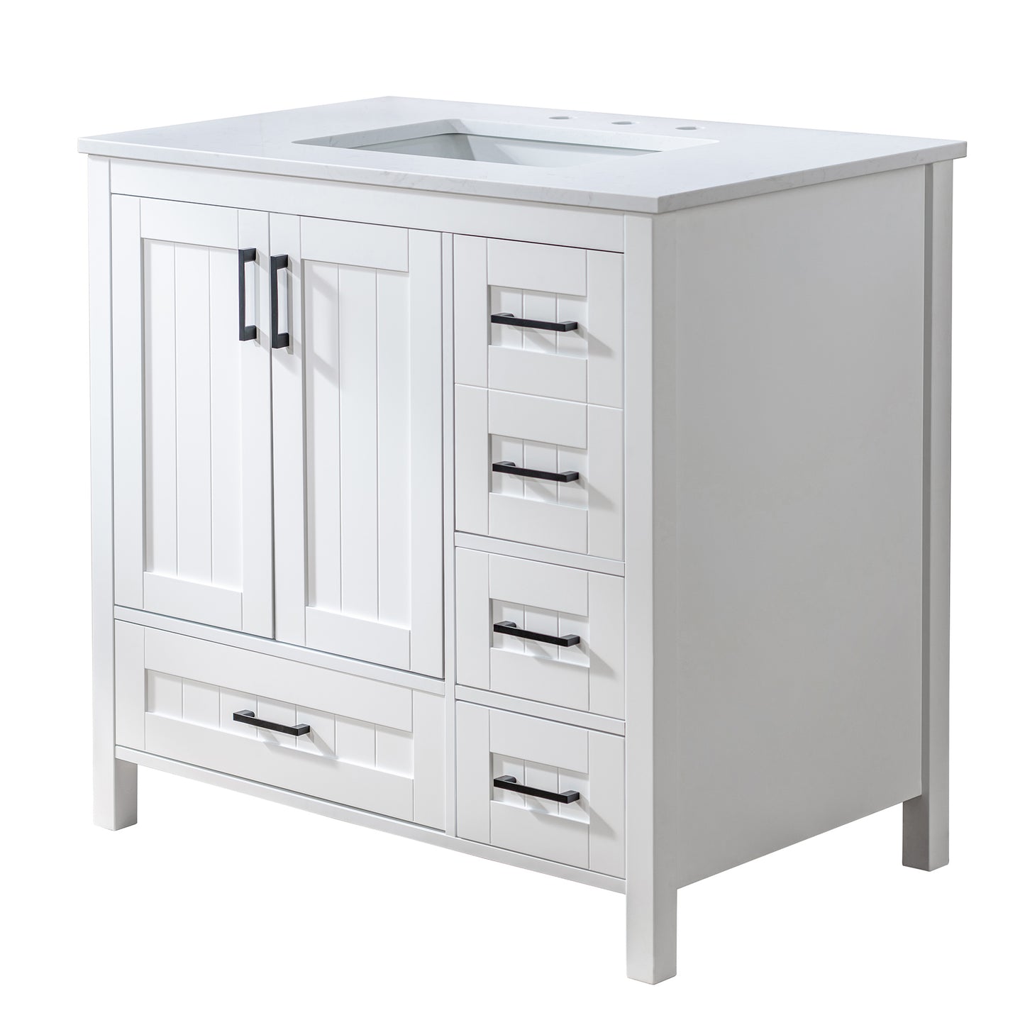 WOODBRIDGE | Freestanding Bathroom Vanity | with Stone Top, Undermount Rectangle Sink, Rubberwood Cabinet & White Finish