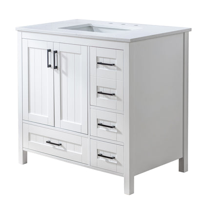 WOODBRIDGE | Freestanding Bathroom Vanity | with Stone Top, Undermount Rectangle Sink, Rubberwood Cabinet & White Finish