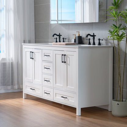 WOODBRIDGE | Freestanding Bathroom Vanity | with Stone Top, Undermount Rectangle Sink, Rubberwood Cabinet & White Finish