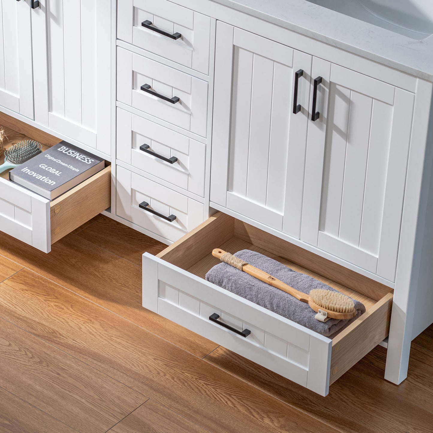 WOODBRIDGE | Freestanding Bathroom Vanity | with Stone Top, Undermount Rectangle Sink, Rubberwood Cabinet & White Finish