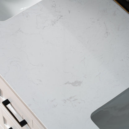 WOODBRIDGE | Freestanding Bathroom Vanity | with Stone Top, Undermount Rectangle Sink, Rubberwood Cabinet & White Finish