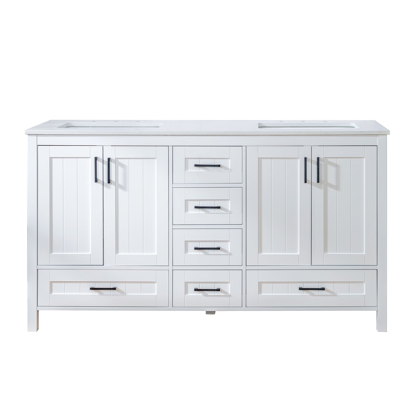 WOODBRIDGE | Freestanding Bathroom Vanity | with Stone Top, Undermount Rectangle Sink, Rubberwood Cabinet & White Finish
