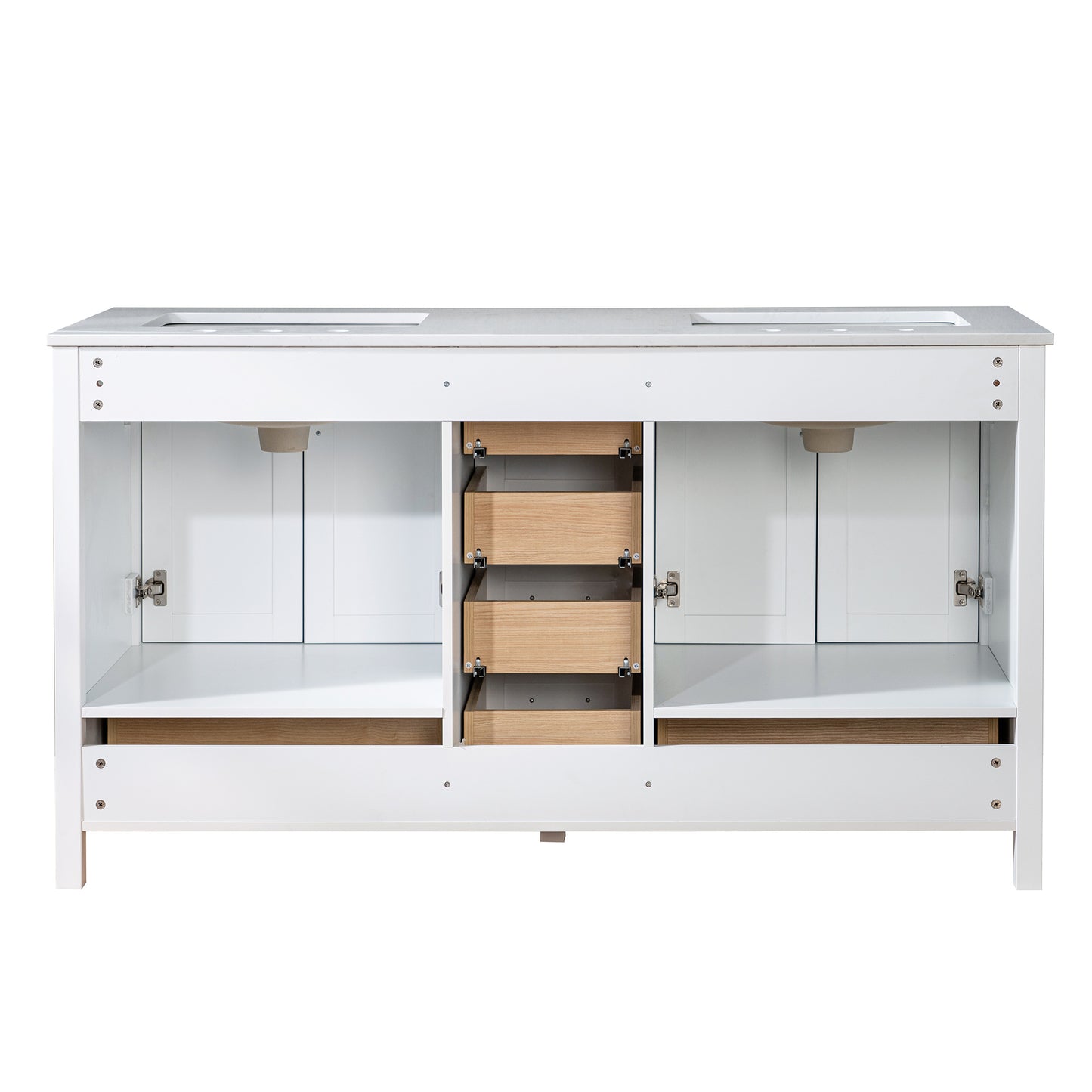 WOODBRIDGE | Freestanding Bathroom Vanity | with Stone Top, Undermount Rectangle Sink, Rubberwood Cabinet & White Finish