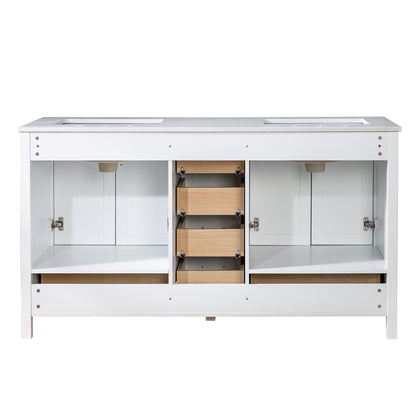 WOODBRIDGE | Freestanding Bathroom Vanity | with Stone Top, Undermount Rectangle Sink, Rubberwood Cabinet & White Finish