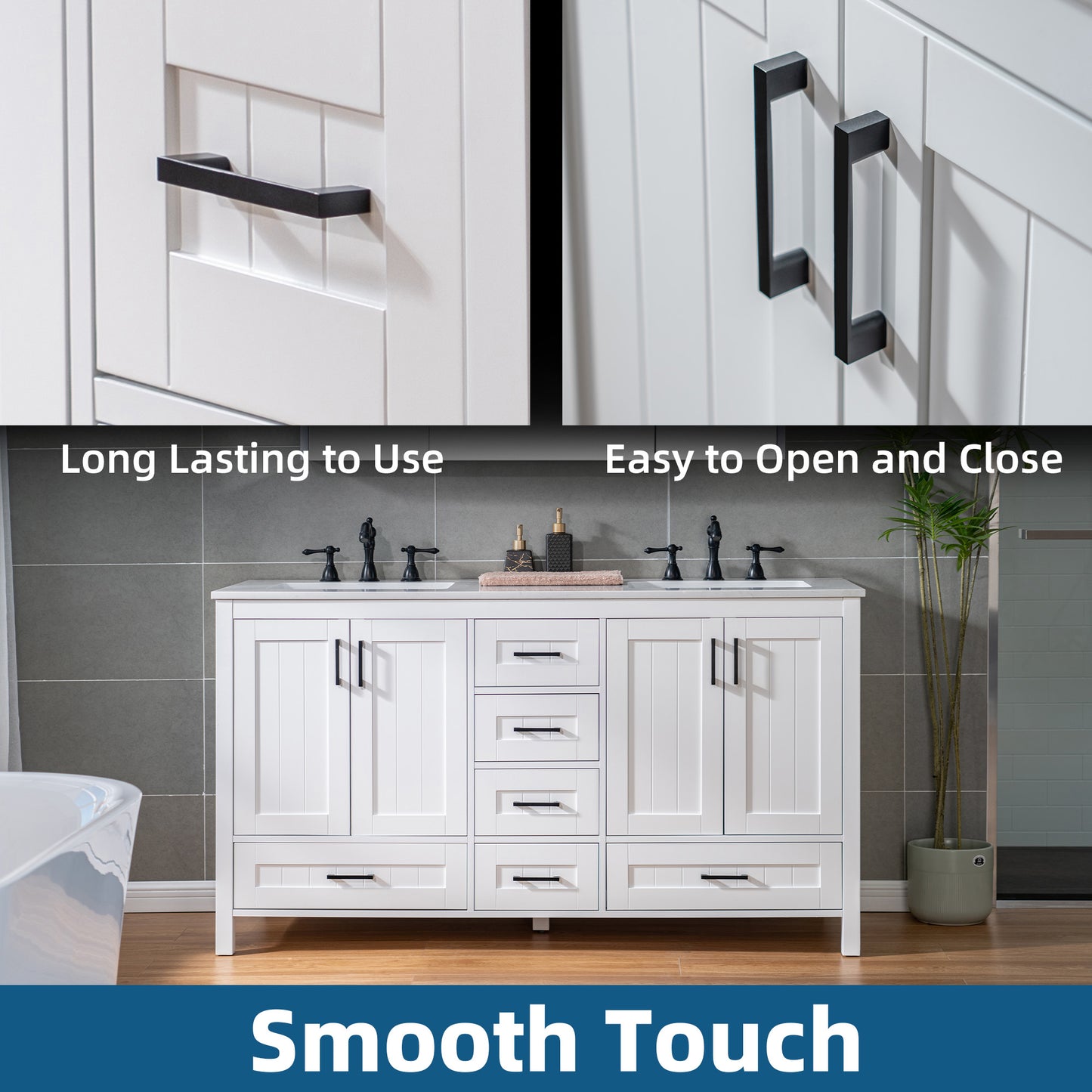 WOODBRIDGE | Freestanding Bathroom Vanity | with Stone Top, Undermount Rectangle Sink, Rubberwood Cabinet & White Finish
