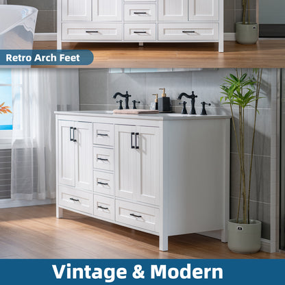 WOODBRIDGE | Freestanding Bathroom Vanity | with Stone Top, Undermount Rectangle Sink, Rubberwood Cabinet & White Finish