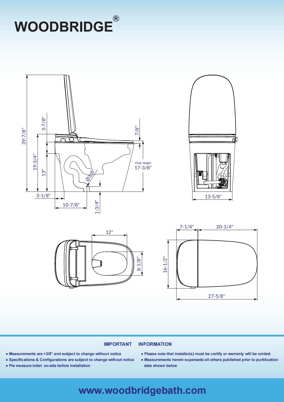 WOODBRIDGE B0930S | Smart Bidet Toilet | with Auto Open/Close, Auto Flush, Heated Seat & Dual Flush