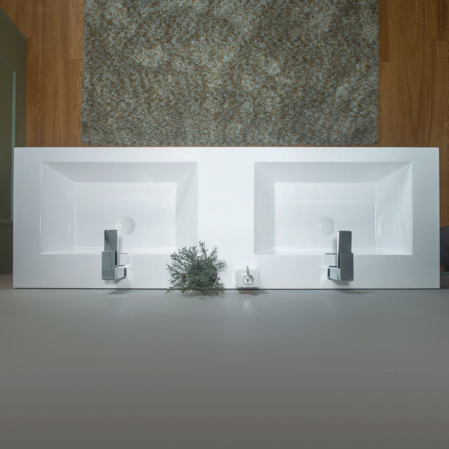 WOODBRIDGE | Wall-Mounted Floating Bathroom Vanity | Glossy White Resin Top | Gray Oak Cabinet