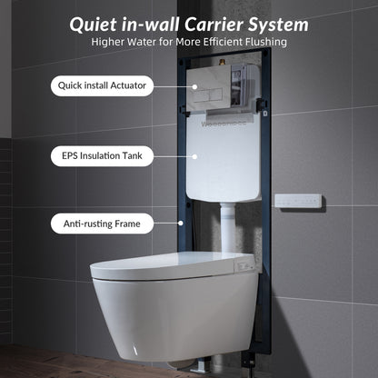 WOODBRIDGE LT611_SWHT611_FP611-WH | Modern Wall-Hung Smart Bidet Toilet | with Heated Seat, Dryer & Concealed Tank