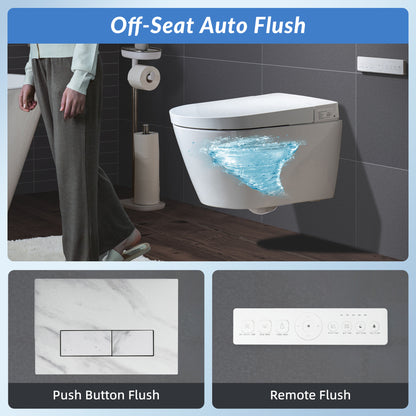 WOODBRIDGE LT611_SWHT611_FP611-WH | Modern Wall-Hung Smart Bidet Toilet | with Heated Seat, Dryer & Concealed Tank