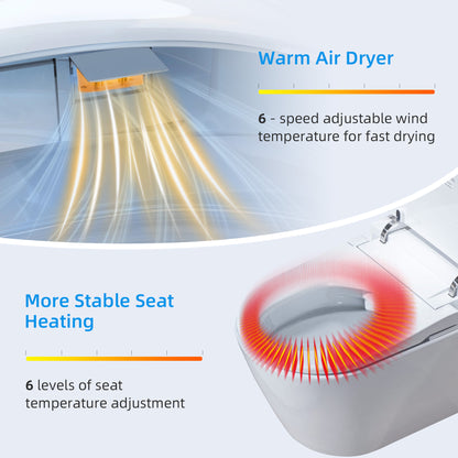 WOODBRIDGE LT611_SWHT611_FP611-WH | Modern Wall-Hung Smart Bidet Toilet | with Heated Seat, Dryer & Concealed Tank