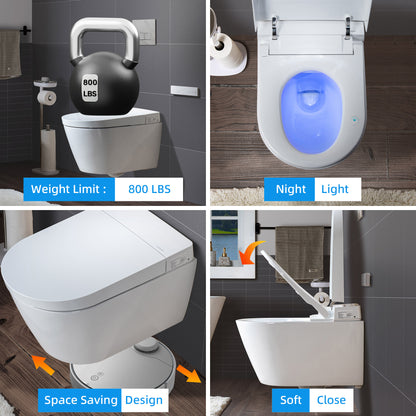 WOODBRIDGE LT611_SWHT611_FP611-WH | Modern Wall-Hung Smart Bidet Toilet | with Heated Seat, Dryer & Concealed Tank