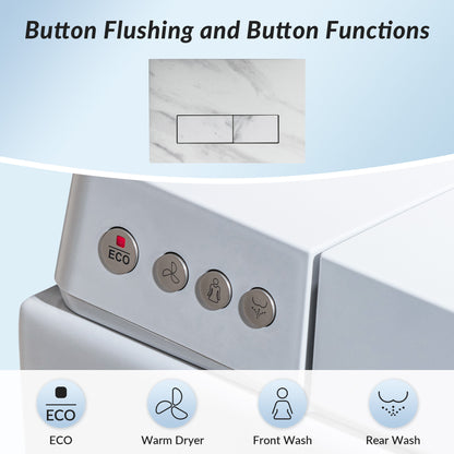 WOODBRIDGE LT611_SWHT611_FP611-WH | Modern Wall-Hung Smart Bidet Toilet | with Heated Seat, Dryer & Concealed Tank