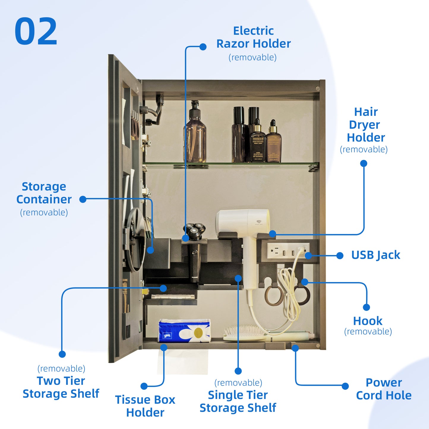 WOODBRIDGE | Smart Medicine Cabinet | with LED Lighting, Anti-Fog Mirror & Compact Bathroom Storage