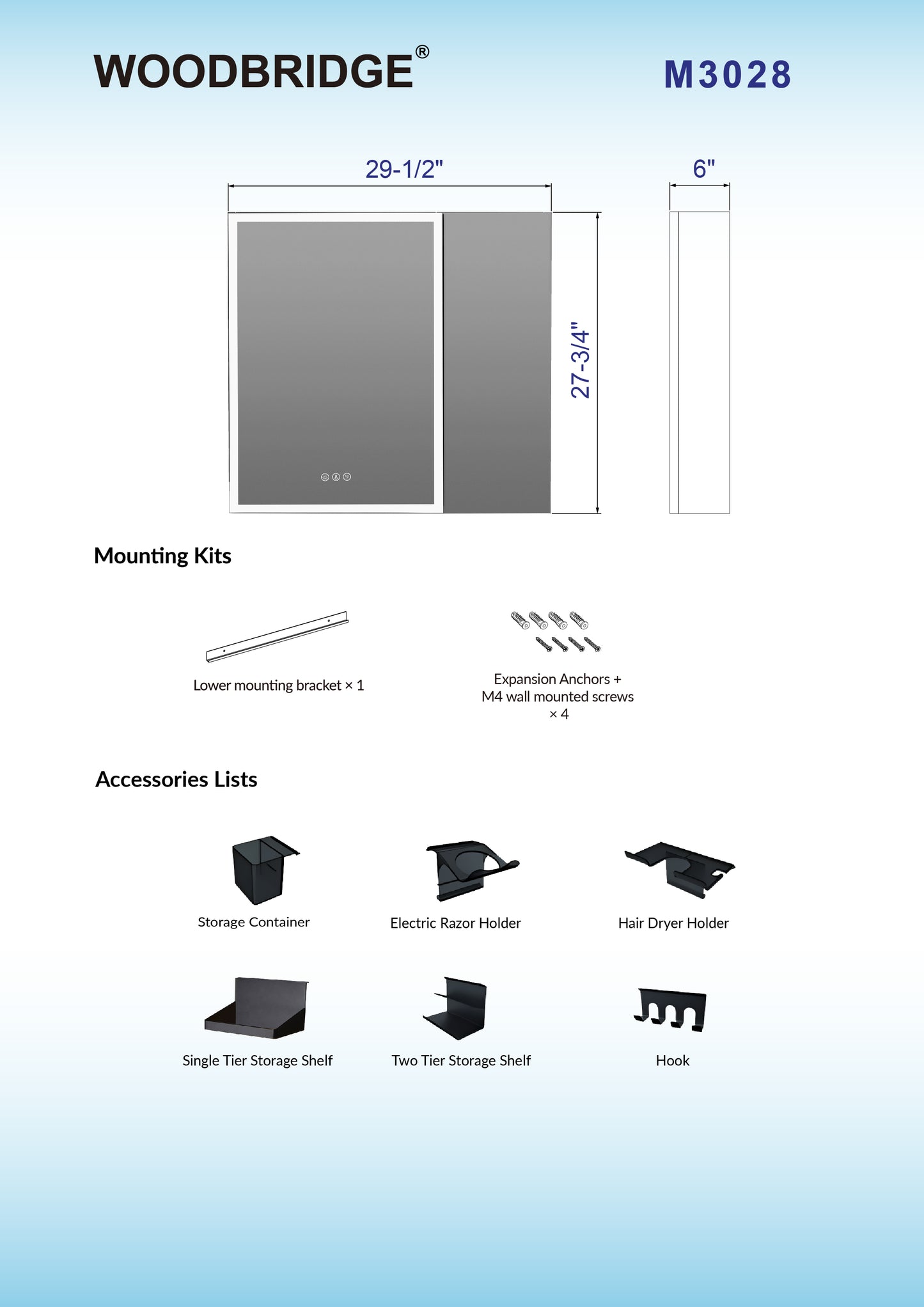 WOODBRIDGE | Smart Medicine Cabinet | with LED Lighting, Anti-Fog Mirror & Compact Bathroom Storage