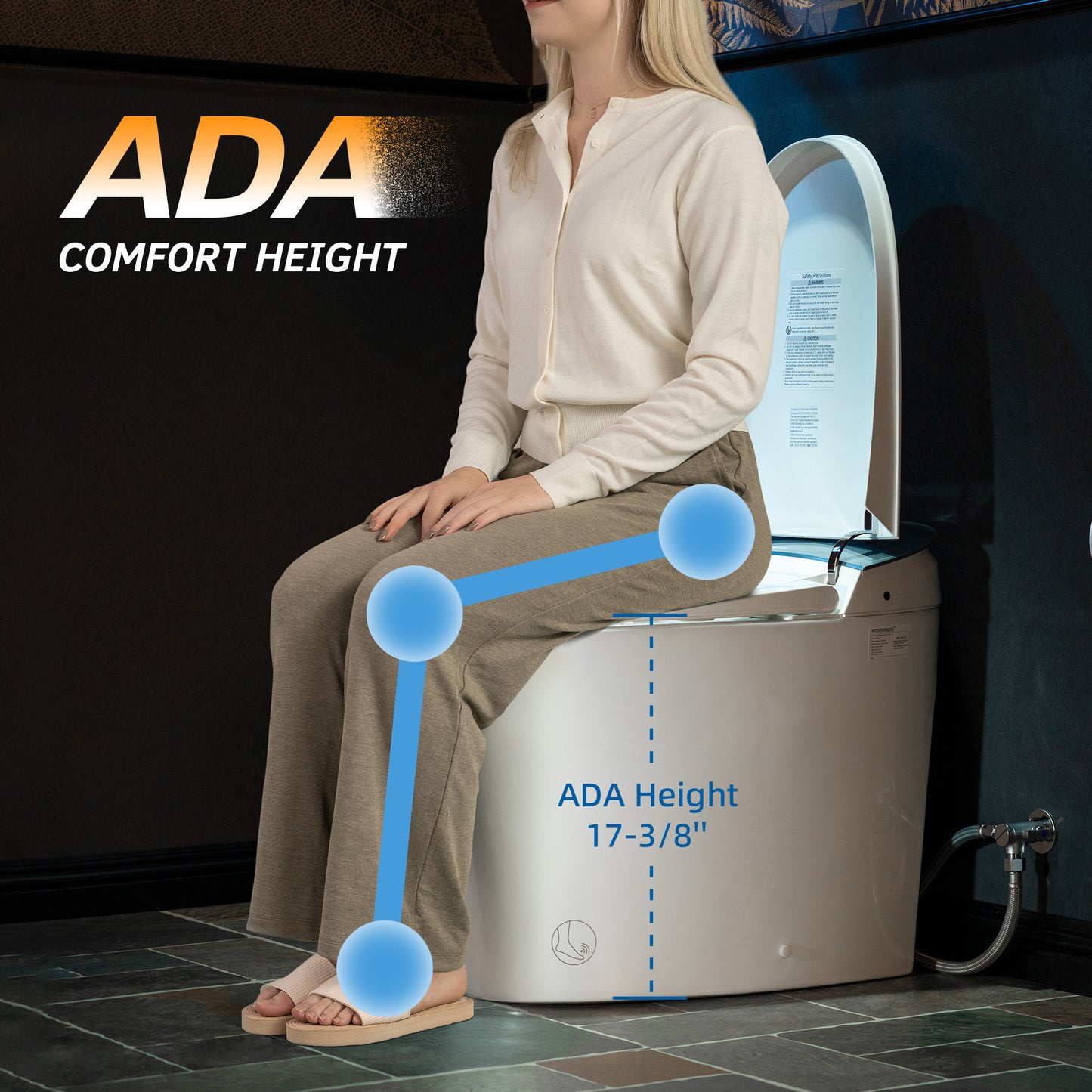 WOODBRIDGE EBT230 | Smart Bidet Toilet | Auto Open & Close with Foot Sensor | Hands-Free Auto Flush with Heated Seat