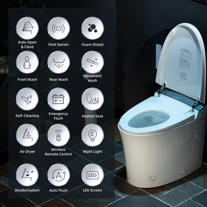 WOODBRIDGE EBT230 | Smart Bidet Toilet | Auto Open & Close with Foot Sensor | Hands-Free Auto Flush with Heated Seat