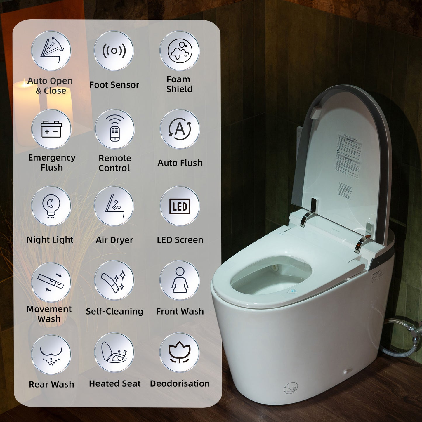 WOODBRIDGE EBT350 | ADA-Compliant Smart Bidet Toilet | Automatic Open/Close Lid | Heated Seat | Auto Flush