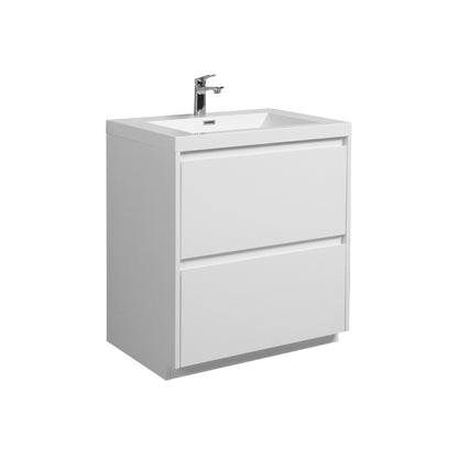 WOODBRIDGE | Freestanding Bathroom Vanity | with Glossy White Resin Composite Top, Integrated Sink
