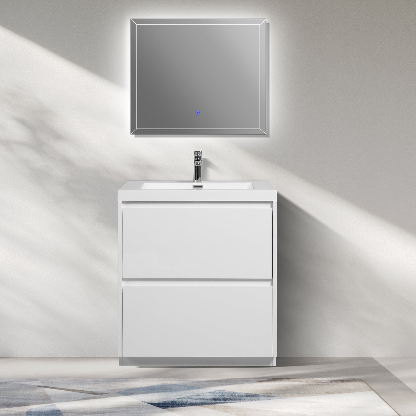 WOODBRIDGE | Freestanding Bathroom Vanity | with Glossy White Resin Composite Top, Integrated Sink