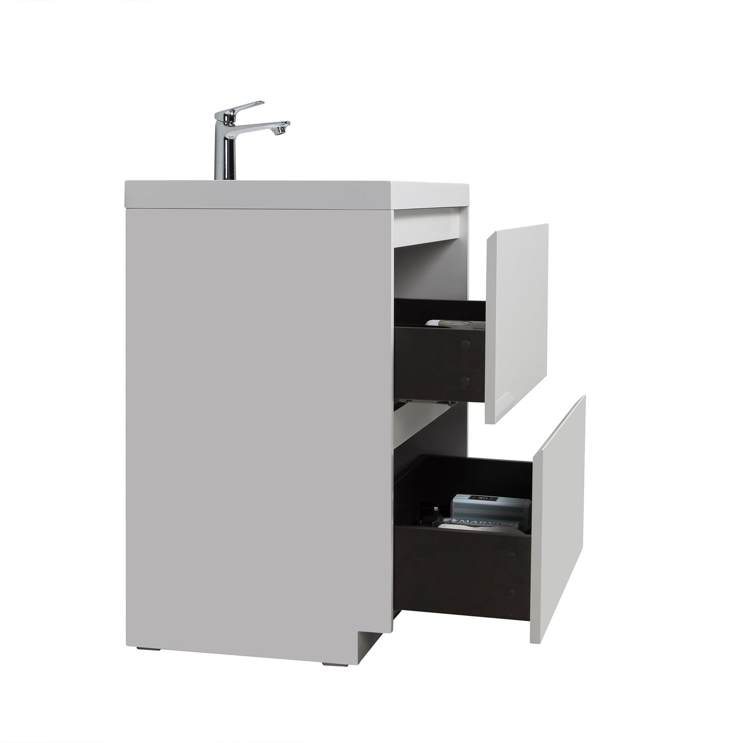WOODBRIDGE | Freestanding Bathroom Vanity | with Glossy White Resin Composite Top, Integrated Sink