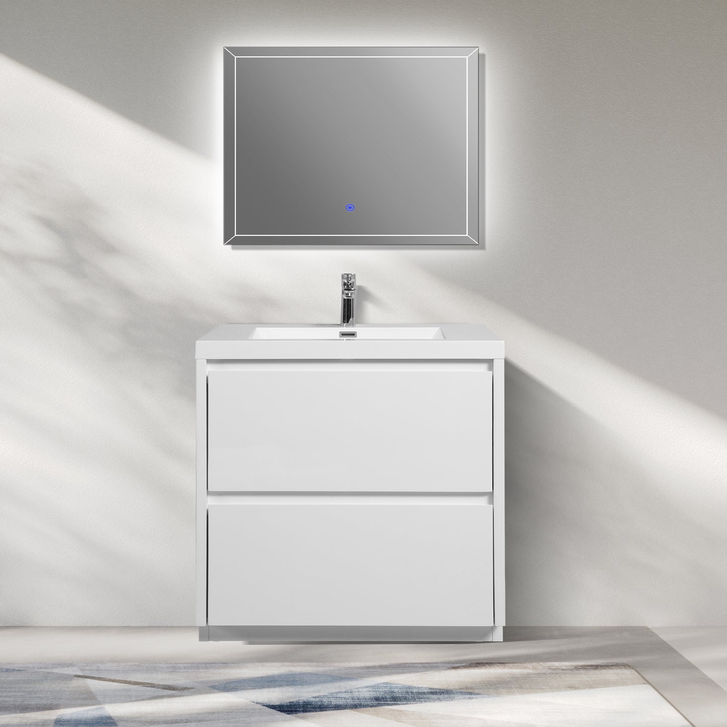 WOODBRIDGE | Freestanding Bathroom Vanity | with Glossy White Resin Composite Top, Integrated Sink