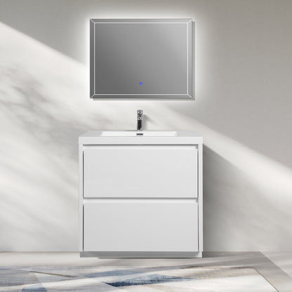 WOODBRIDGE | Freestanding Bathroom Vanity | with Glossy White Resin Composite Top, Integrated Sink