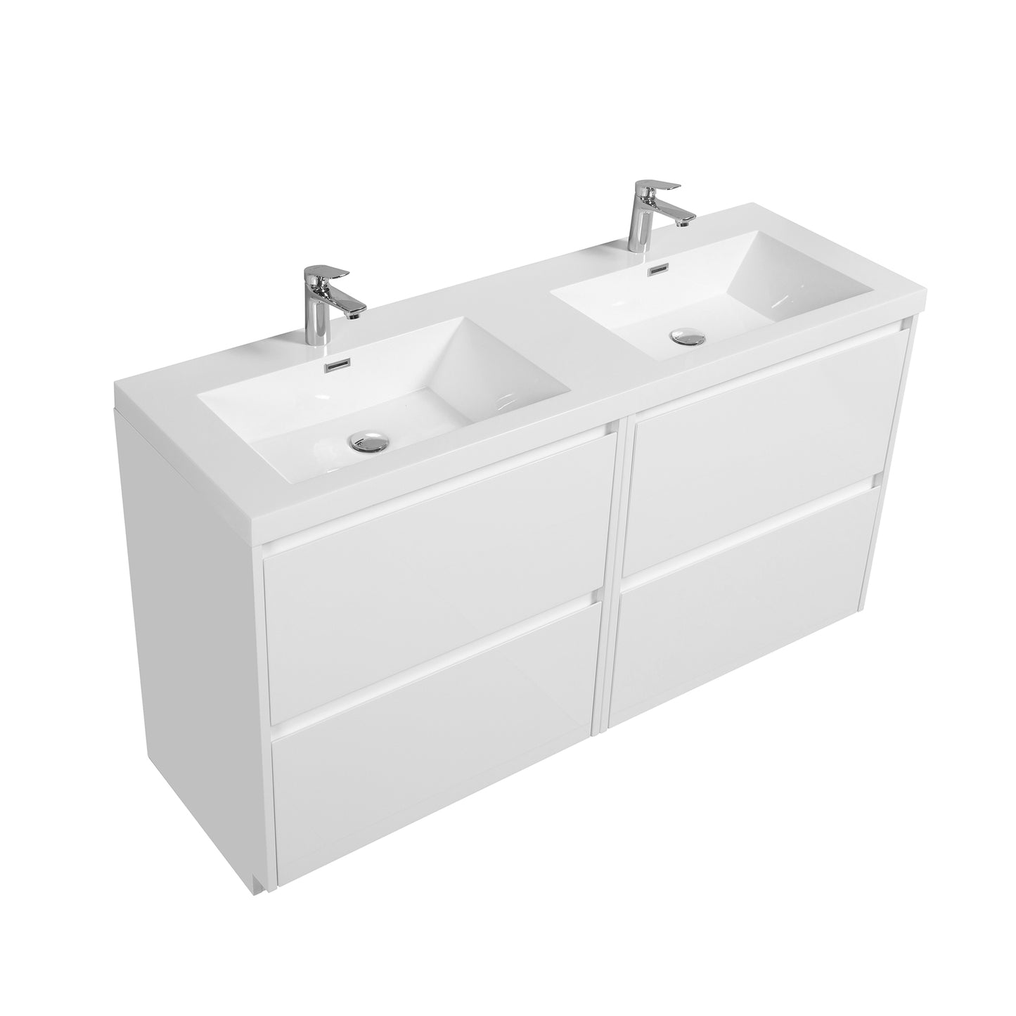 WOODBRIDGE | Freestanding Double Bathroom Vanity | with White Resin Composite Double Sink Top