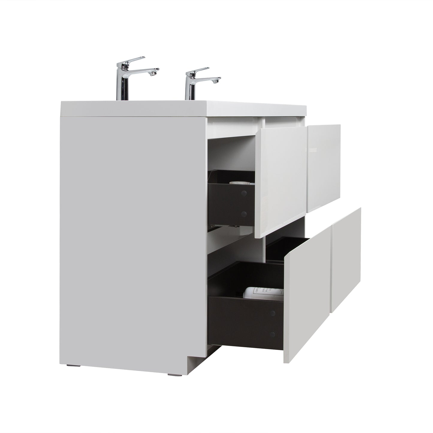 WOODBRIDGE | Freestanding Double Bathroom Vanity | with White Resin Composite Double Sink Top