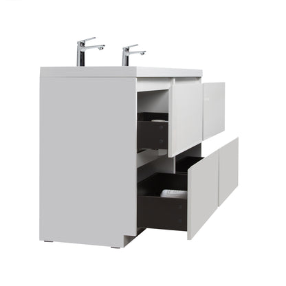 WOODBRIDGE | Freestanding Double Bathroom Vanity | with White Resin Composite Double Sink Top