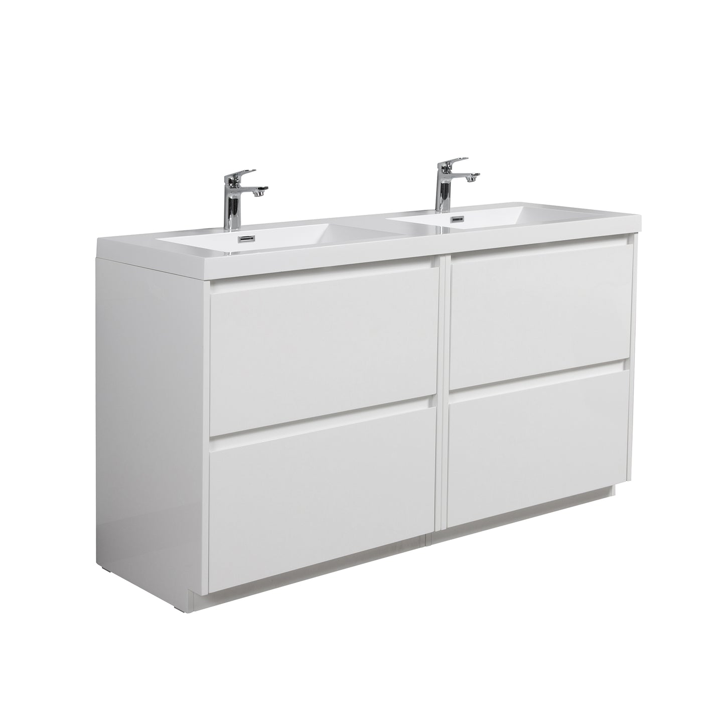 WOODBRIDGE | Freestanding Double Bathroom Vanity | with White Resin Composite Double Sink Top