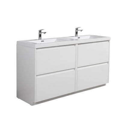 WOODBRIDGE | Freestanding Double Bathroom Vanity | with White Resin Composite Double Sink Top