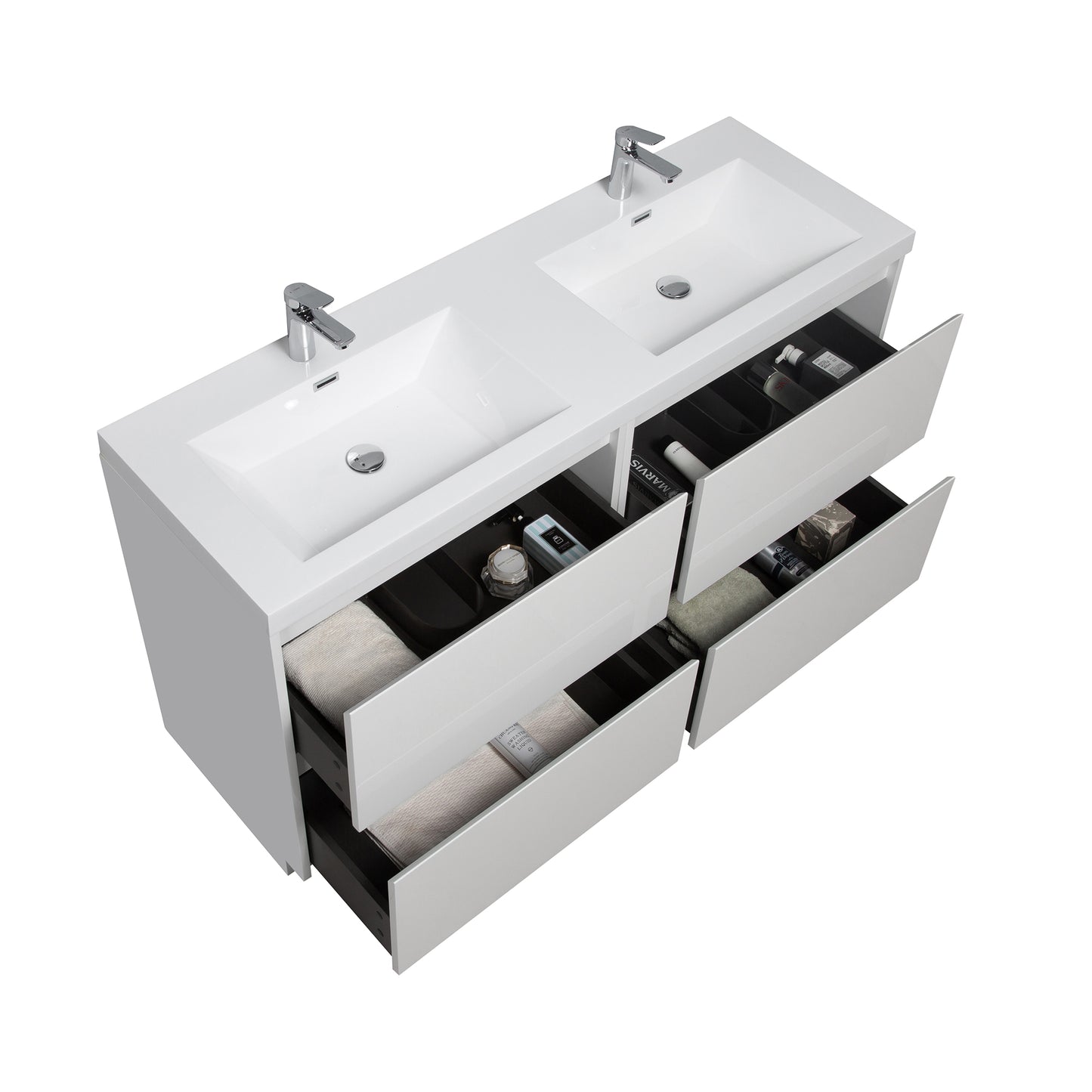 WOODBRIDGE | Freestanding Double Bathroom Vanity | with White Resin Composite Double Sink Top