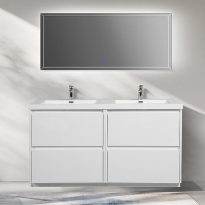 WOODBRIDGE | Freestanding Double Bathroom Vanity | with White Resin Composite Double Sink Top
