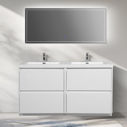 WOODBRIDGE | Freestanding Double Bathroom Vanity | with White Resin Composite Double Sink Top