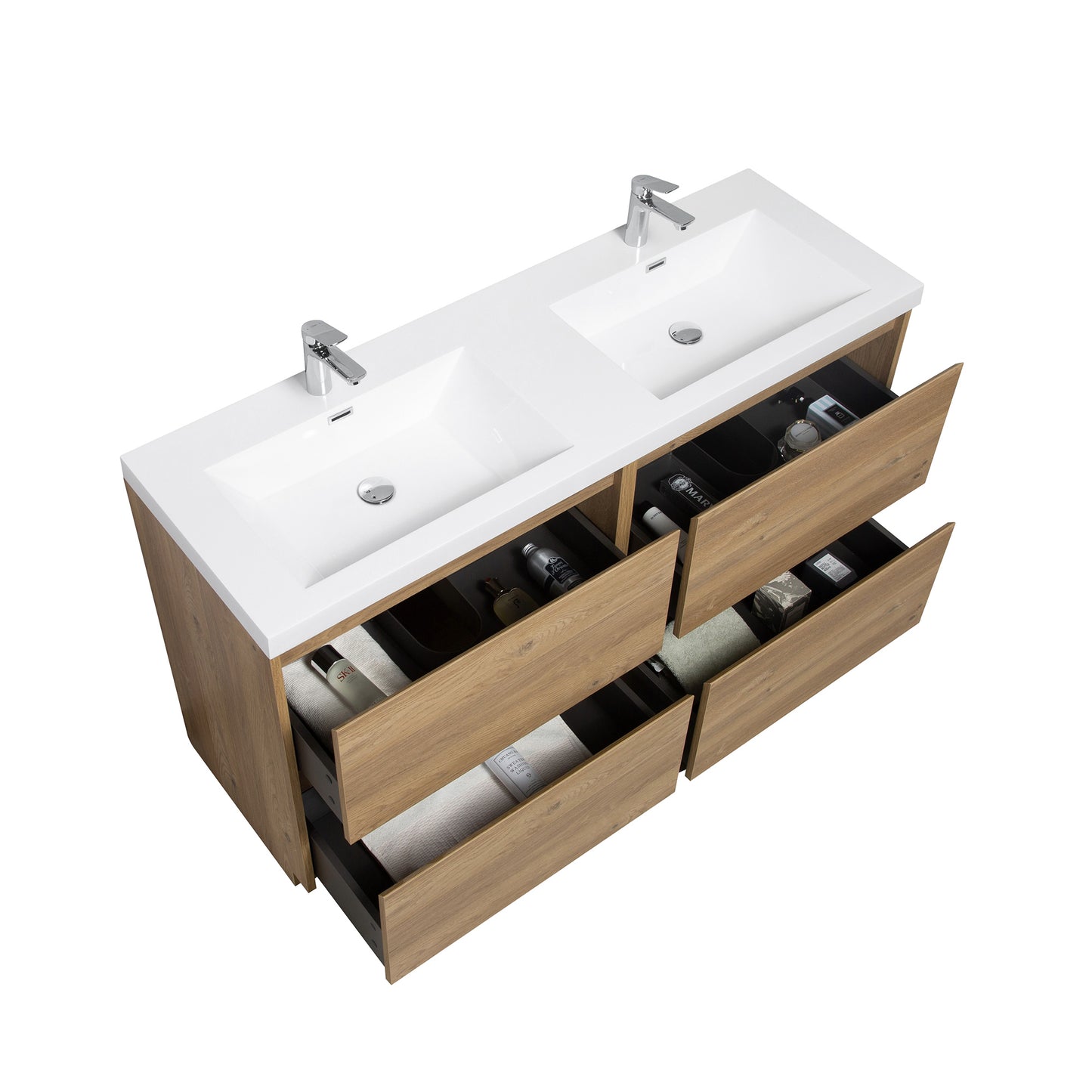 WOODBRIDGE | Freestanding Double Bathroom Vanity | with White Resin Composite Double Sink Top