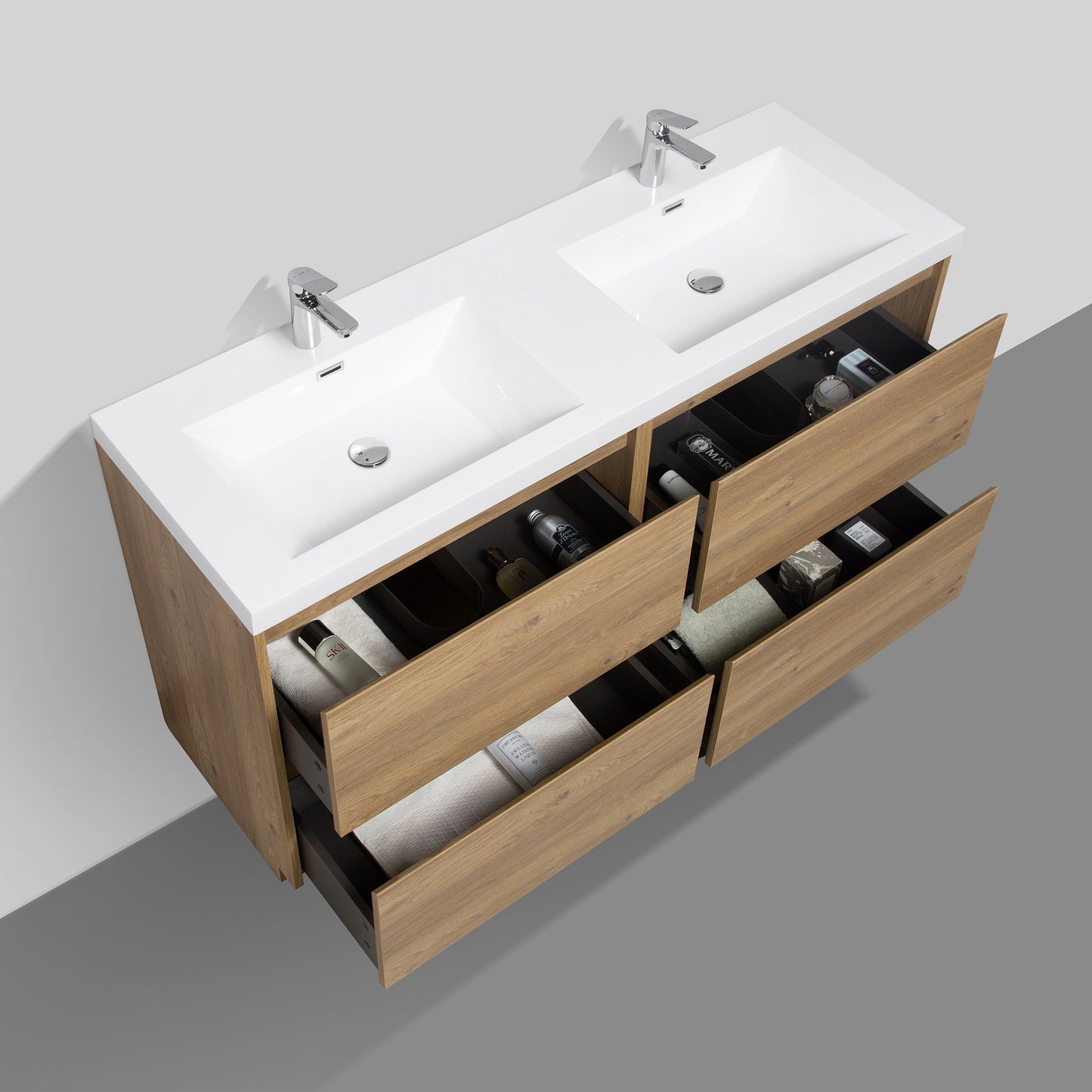 WOODBRIDGE | Freestanding Double Bathroom Vanity | with White Resin Composite Double Sink Top