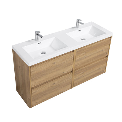 WOODBRIDGE | Freestanding Double Bathroom Vanity | with White Resin Composite Double Sink Top