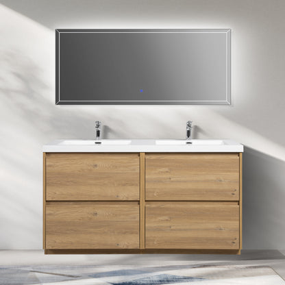 WOODBRIDGE | Freestanding Double Bathroom Vanity | with White Resin Composite Double Sink Top