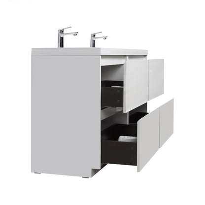 WOODBRIDGE | Freestanding Double Bathroom Vanity | with White Resin Composite Double Sink Top