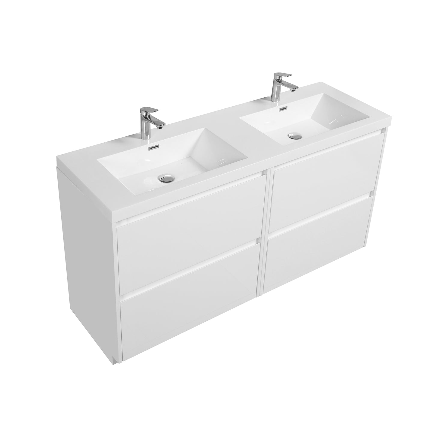 WOODBRIDGE | Freestanding Double Bathroom Vanity | with White Resin Composite Double Sink Top