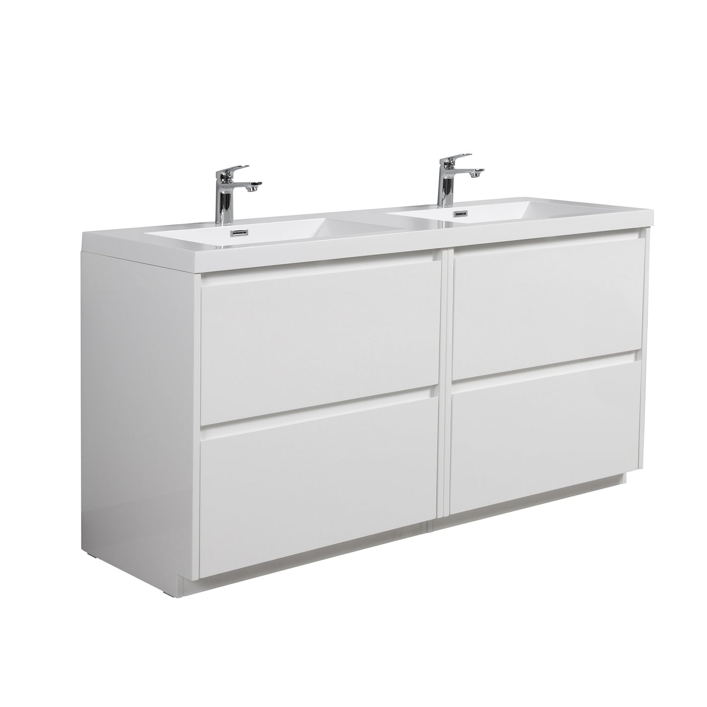 WOODBRIDGE | Freestanding Double Bathroom Vanity | with White Resin Composite Double Sink Top