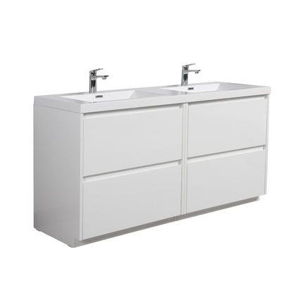 WOODBRIDGE | Freestanding Double Bathroom Vanity | with White Resin Composite Double Sink Top