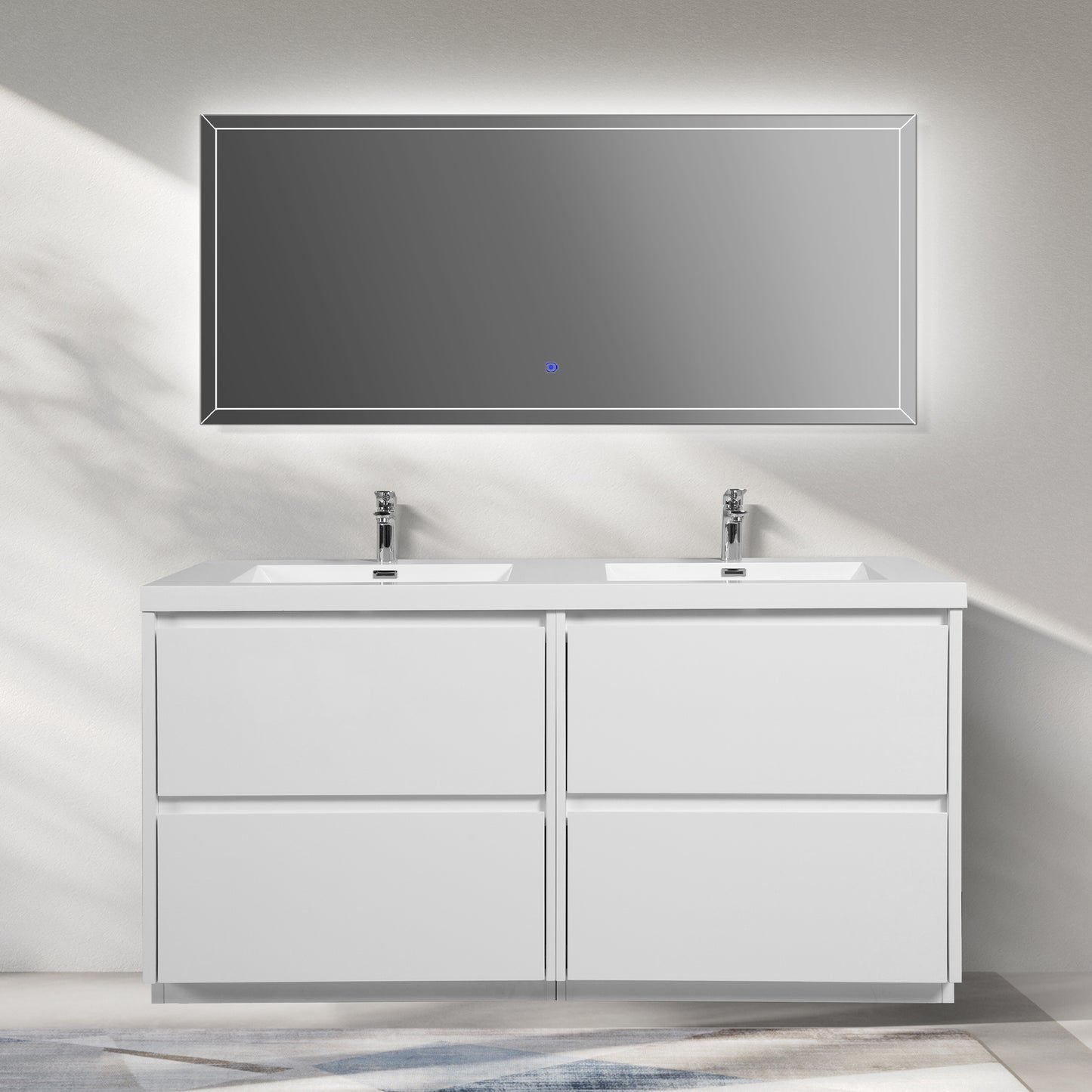 WOODBRIDGE | Freestanding Double Bathroom Vanity | with White Resin Composite Double Sink Top